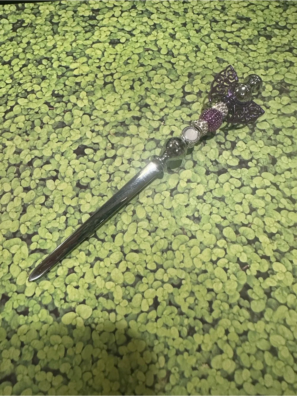 Handmade Purple Wing Letter Opener & Candle Scribe – Beaded Desk Tool